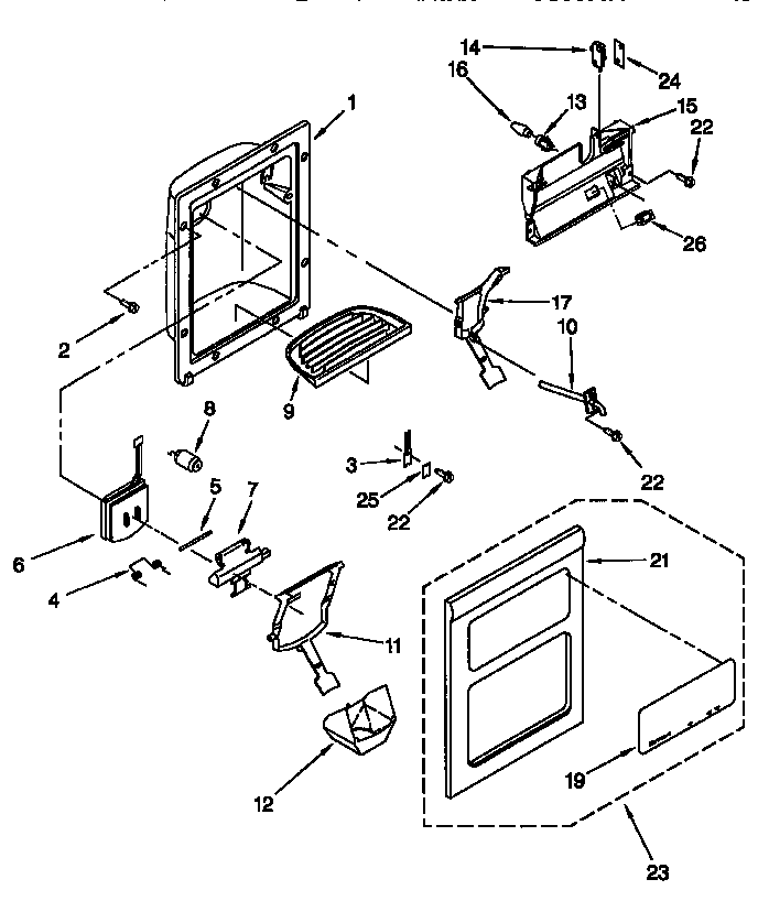 Kenmore 10657532791 dispenser front diagram