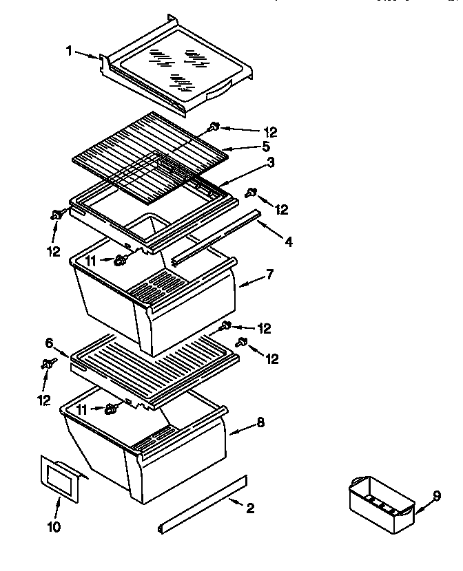 Kenmore 10657058791 refrigerator shelf diagram