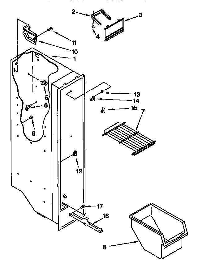 Kenmore 10657058791 freezer liner diagram