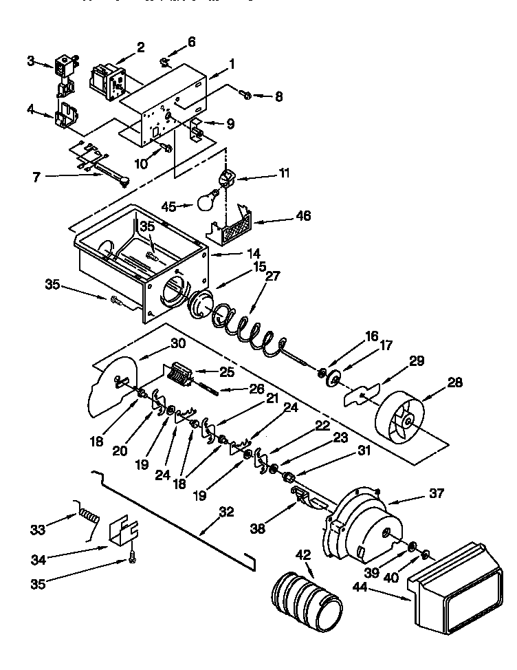 Kenmore 10657579790 motor and ice container diagram