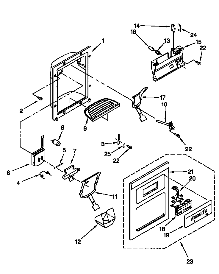 Kenmore 10657579790 dispenser front diagram