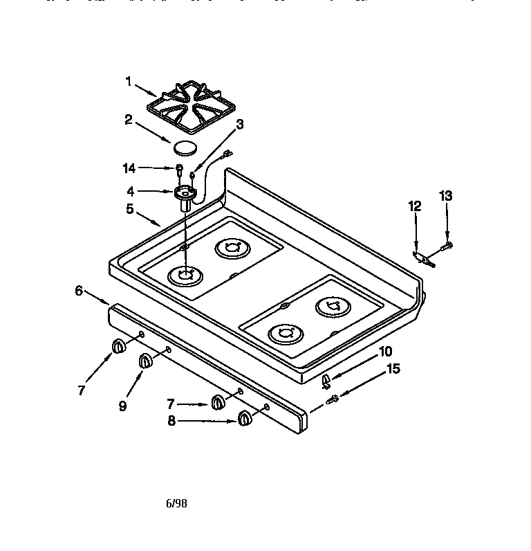 Whirlpool SF385PEGB0 cooktop diagram