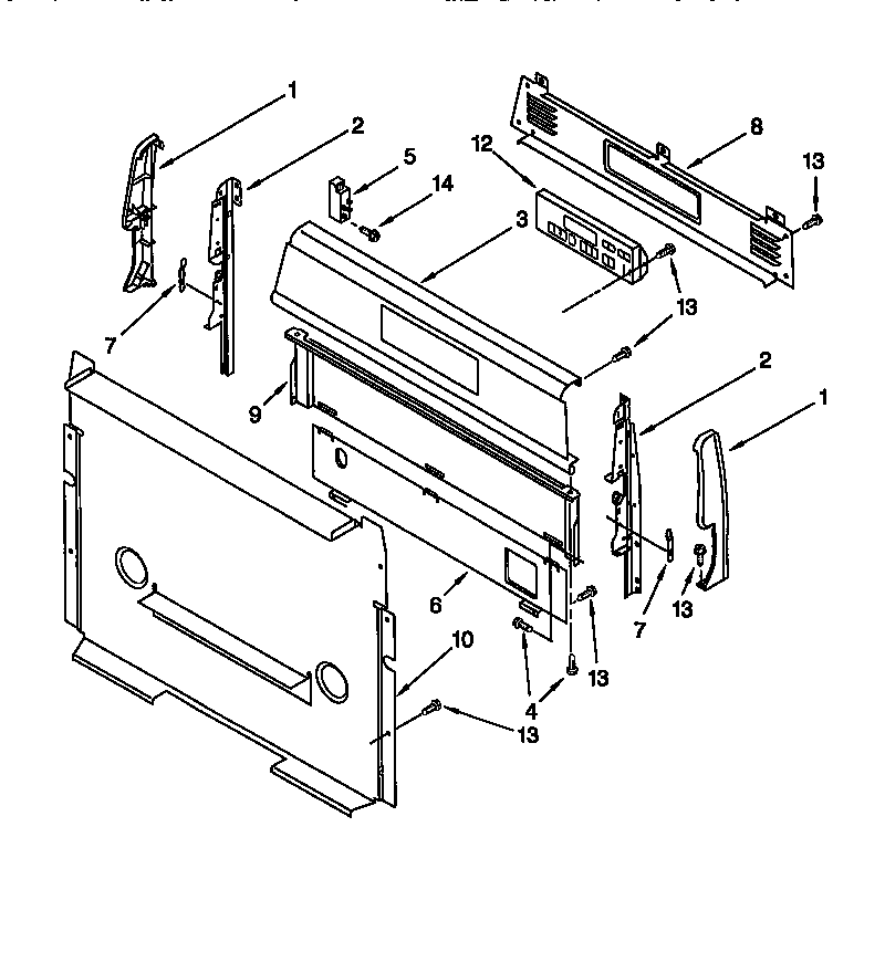 Whirlpool SF385PEGB0 control panel diagram