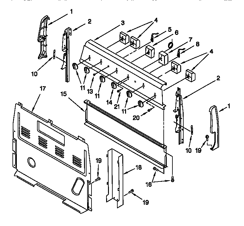 Whirlpool RF3020XGW0 control panel diagram