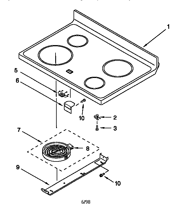 Whirlpool GR396LXGQ0 cooktop diagram