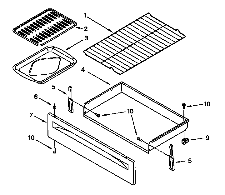 Whirlpool GR396LXGQ0 drawer and broiler diagram