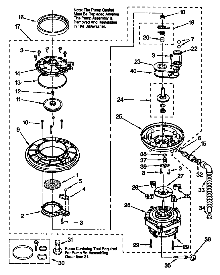 Kenmore 66515708890 pump and motor diagram