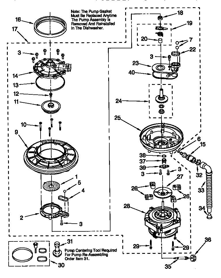Kenmore 66517701890 pump and motor diagram