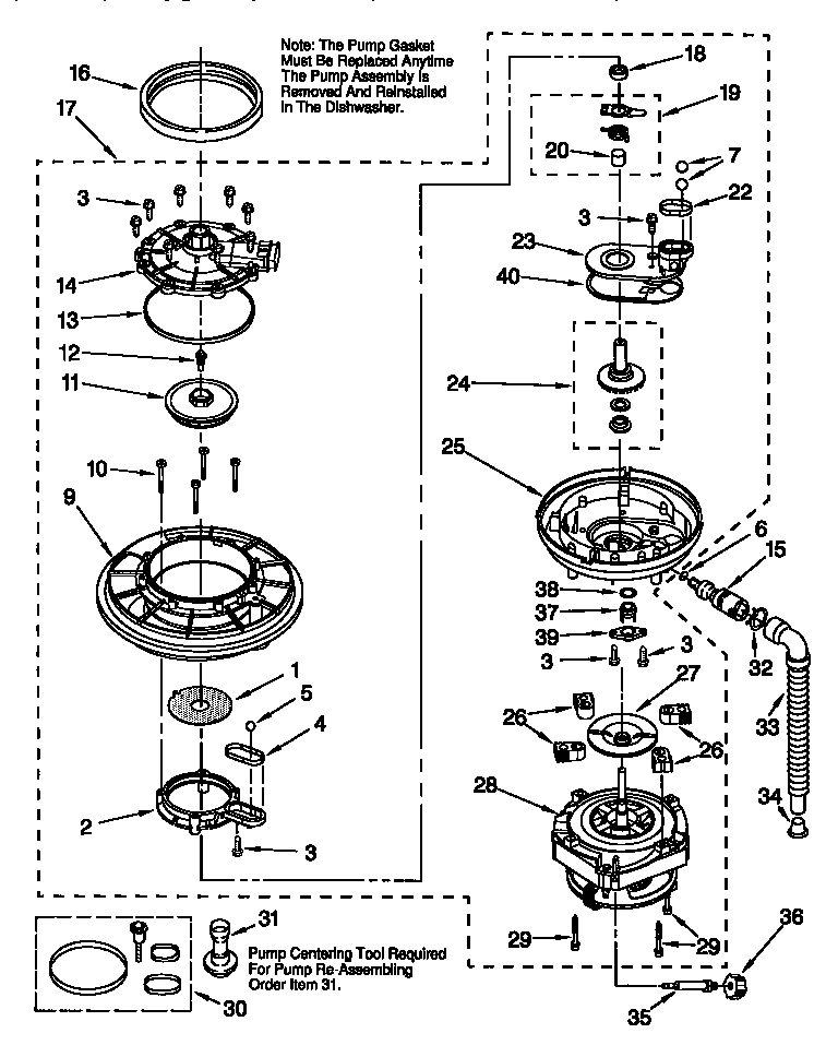 Kenmore 66516705890 pump and motor diagram