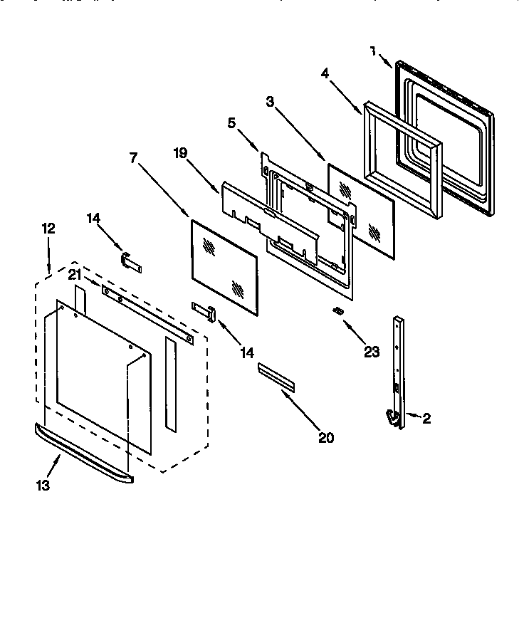 Whirlpool RBS275PDQ6 oven door diagram