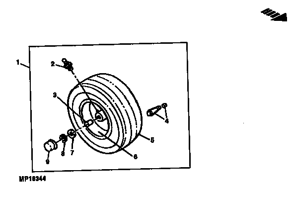 Sabre 15538G front wheels and tires diagram