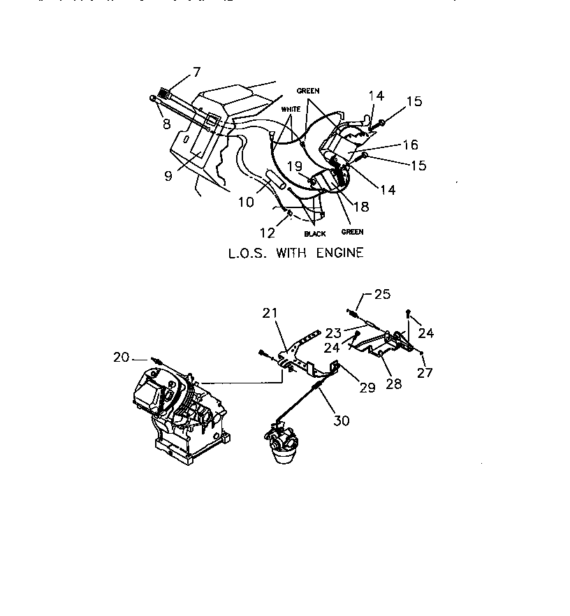Craftsman 580327180 engine-low oil shutdown/governor diagram