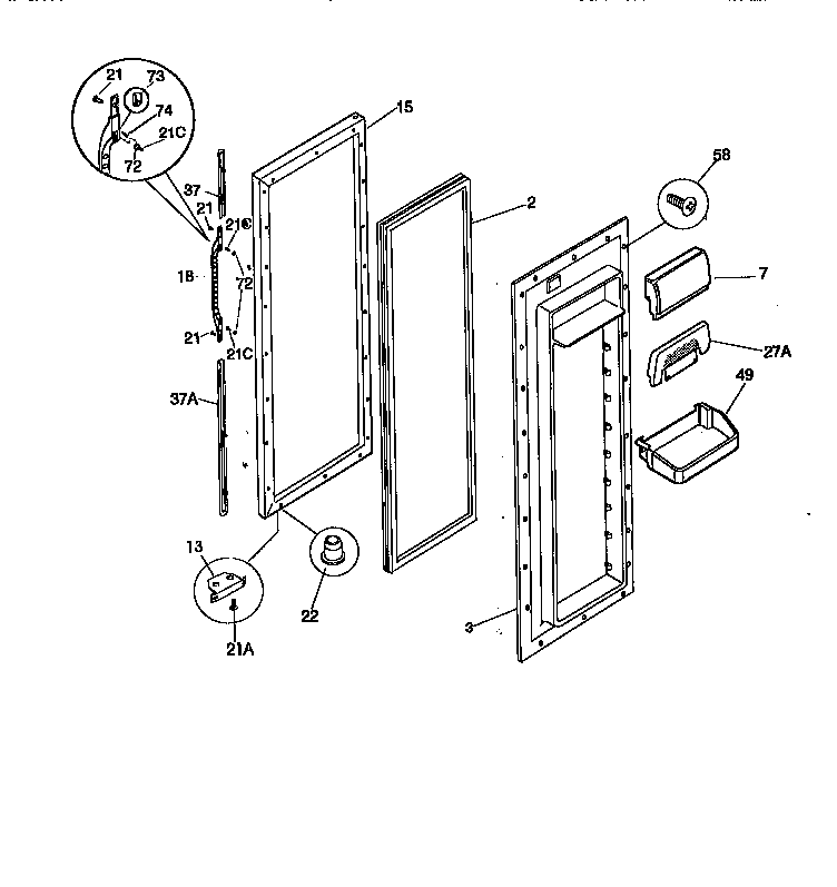 Kenmore 25358672891 refrig. door diagram