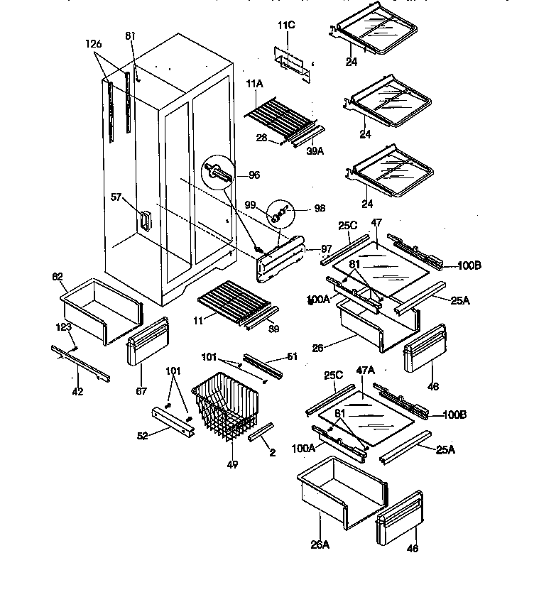 Kenmore 25358672891 shelves diagram