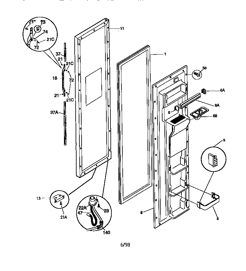 Kenmore 25358677891 freezer door diagram