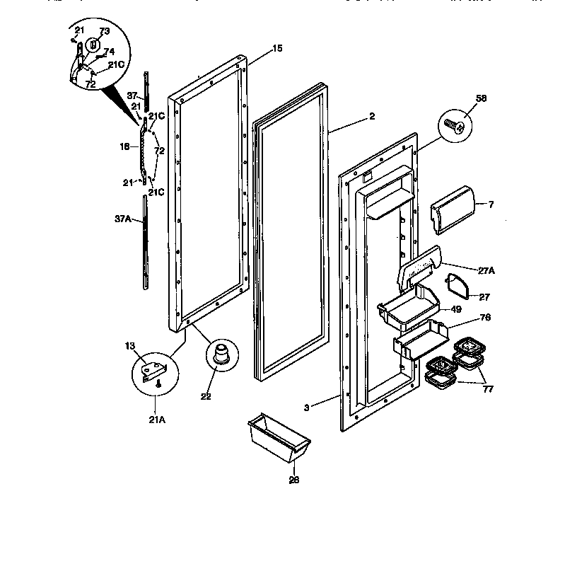 Kenmore 25358682891 door diagram