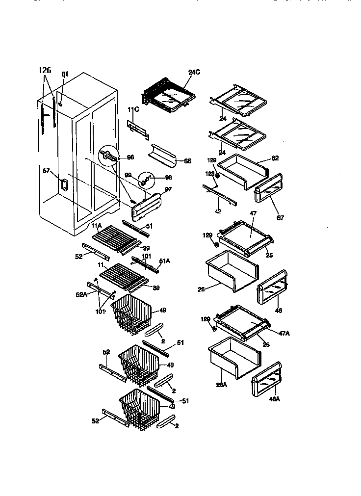 Kenmore 25358682891 shelves diagram