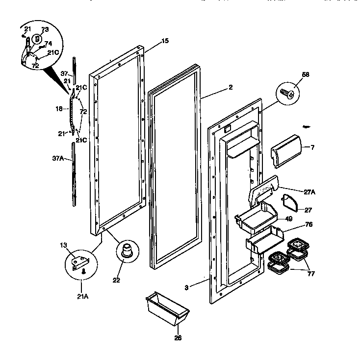 Kenmore 25358687891 door diagram