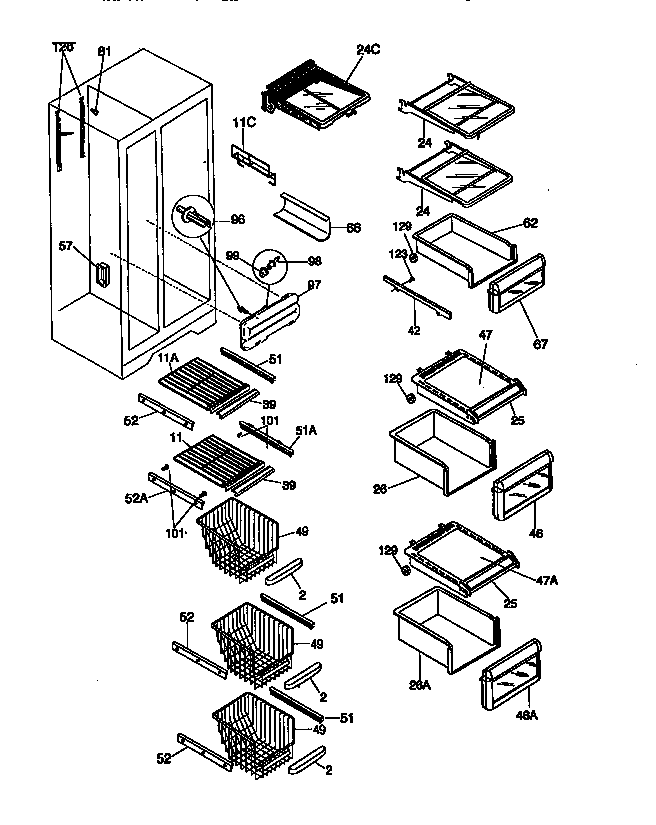 Kenmore 25358687891 shelves diagram