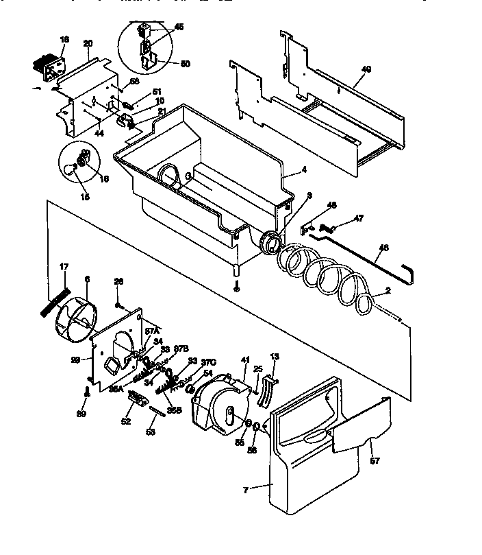 Kenmore 25358687891 ice container diagram