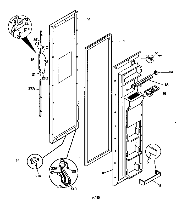 Kenmore 25358085891 freezer door diagram