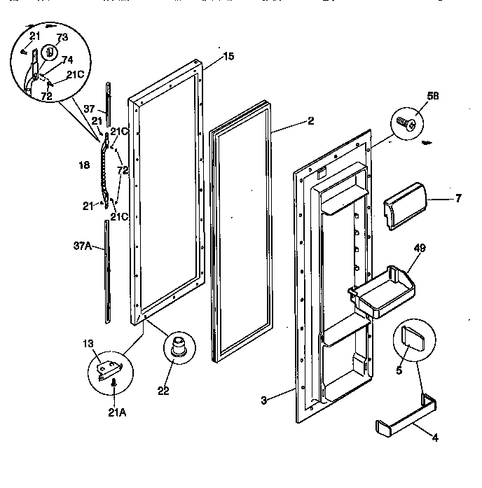 Kenmore 25358085891 refrigerator door diagram