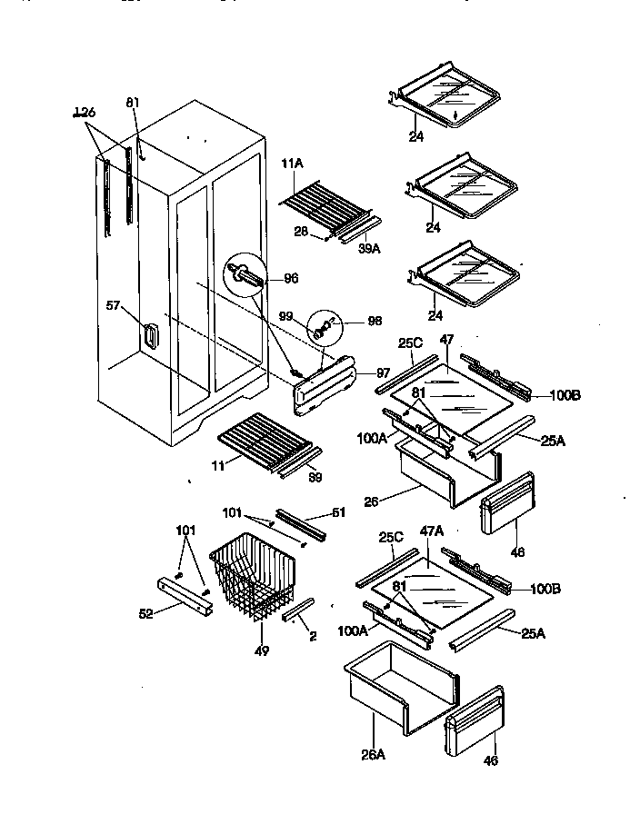 Kenmore 25358085891 shelves diagram