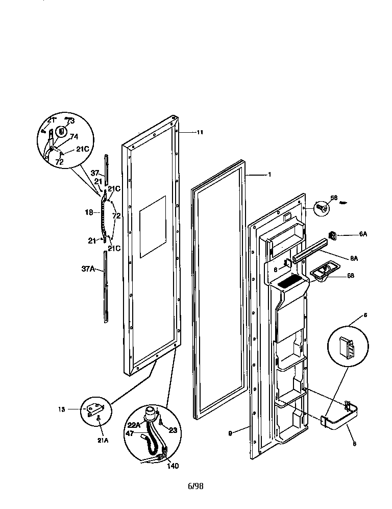 Kenmore 25358682892 freezer door diagram