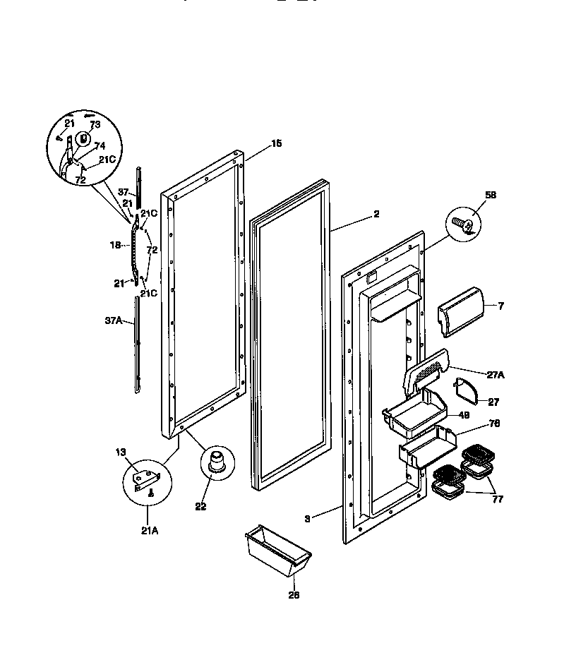 Kenmore 25358682892 refrigerator door diagram