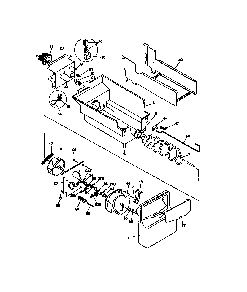 Kenmore 25358682892 ice container diagram