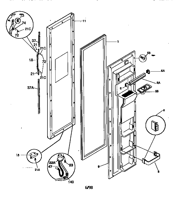 Kenmore 25358687892 freezer door diagram