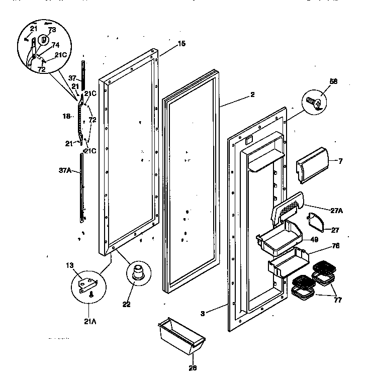 Kenmore 25358687892 refrigerator door diagram