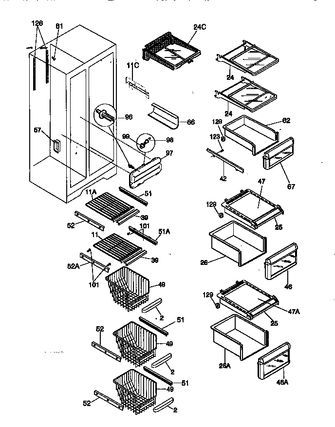 Kenmore 25358687892 shelves diagram