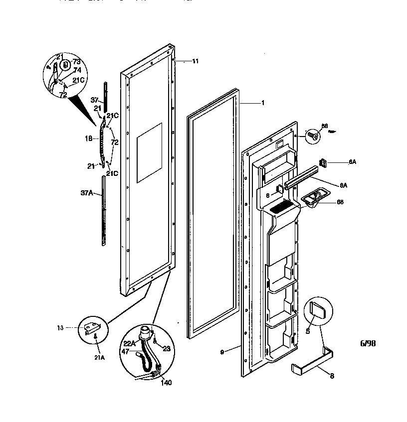 Kenmore 25358087891 freezer door diagram
