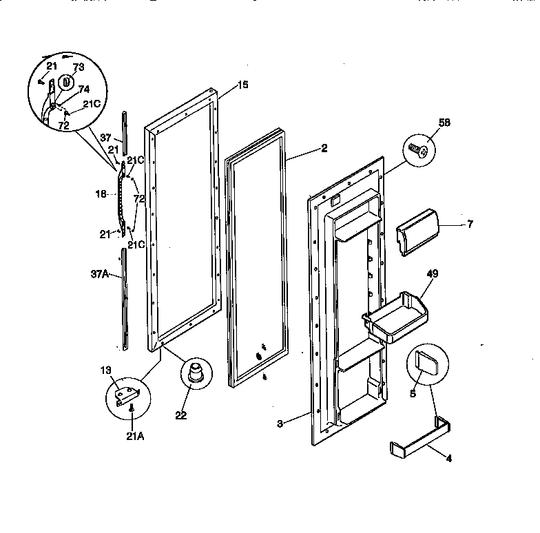 Kenmore 25358087891 refrigerator door diagram