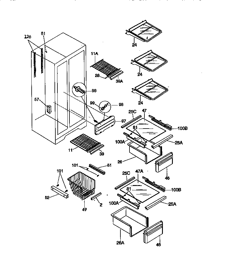 Kenmore 25358087891 shelves diagram