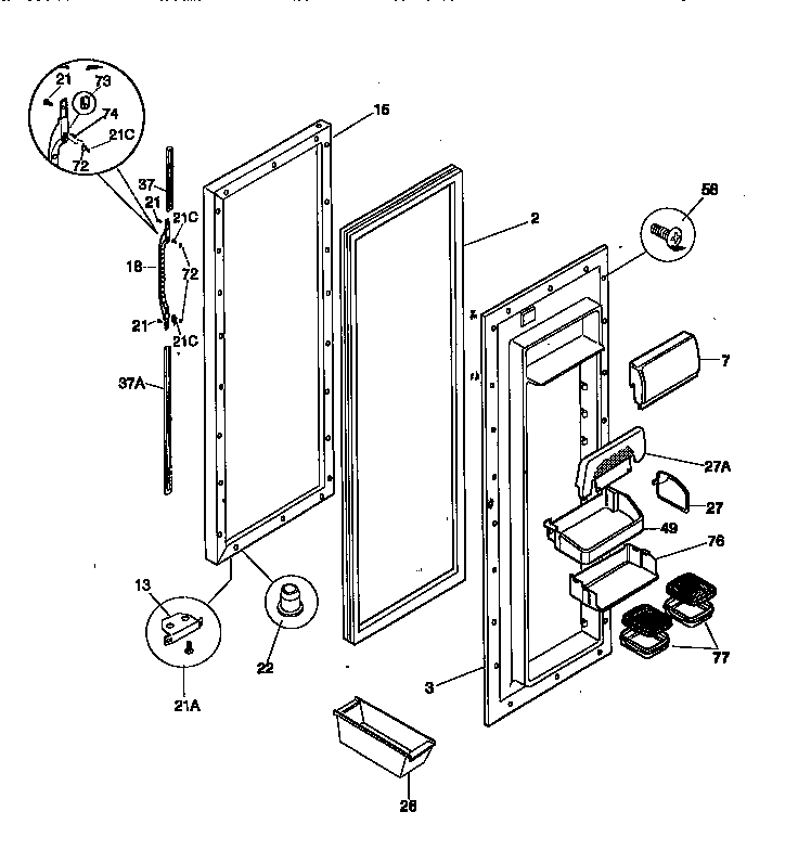 Kenmore 25358685892 refrigerator door diagram