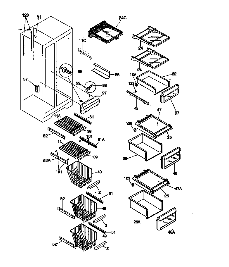 Kenmore 25358685892 shelves diagram