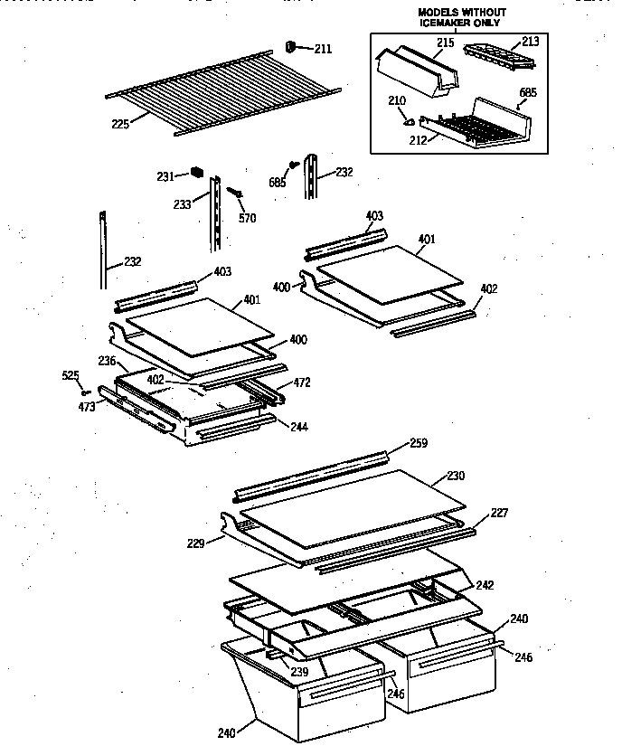GE TBX18IIBARAA shelf parts diagram