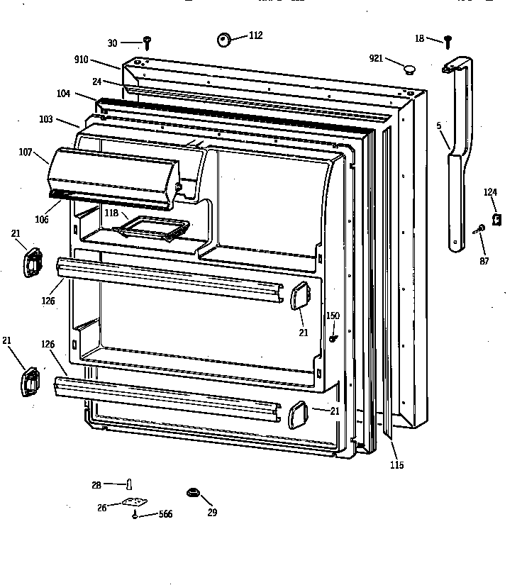 GE TBX18IIBBRWW fresh food door diagram