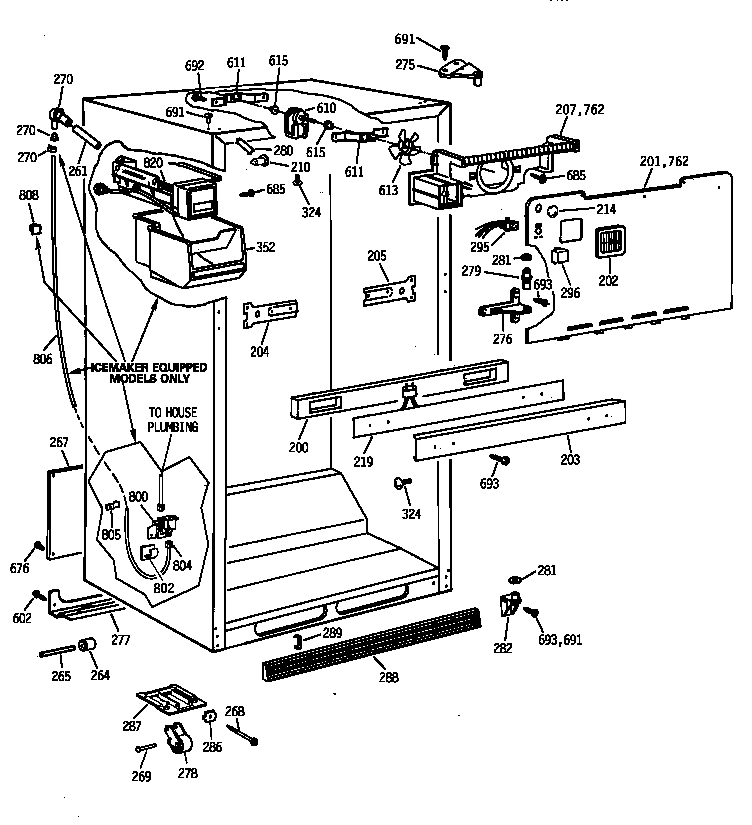 GE TBX18IIBBRWW cabinet parts diagram