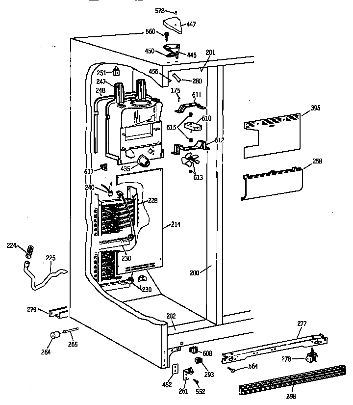 GE TFX20JRBAAA freezer section diagram
