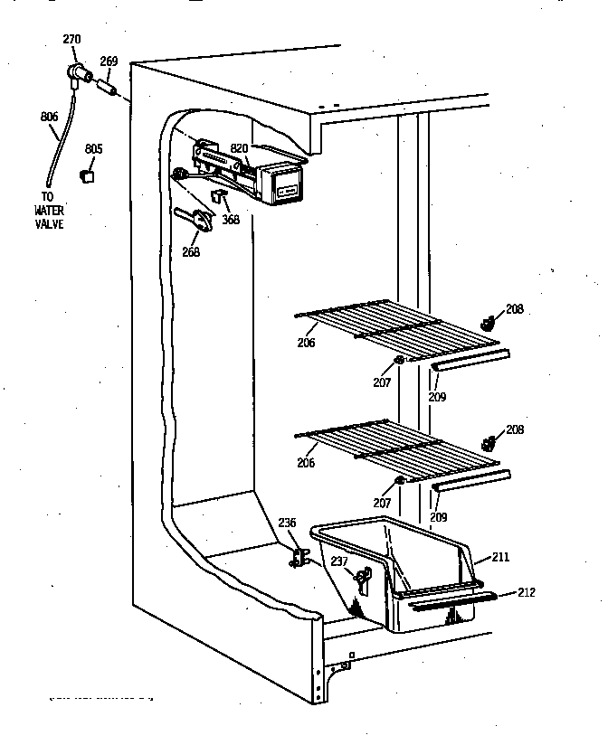 GE TFX20JRBAWH freezer section diagram