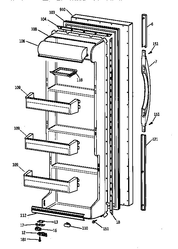 GE TFX20SABAAA fresh food door diagram
