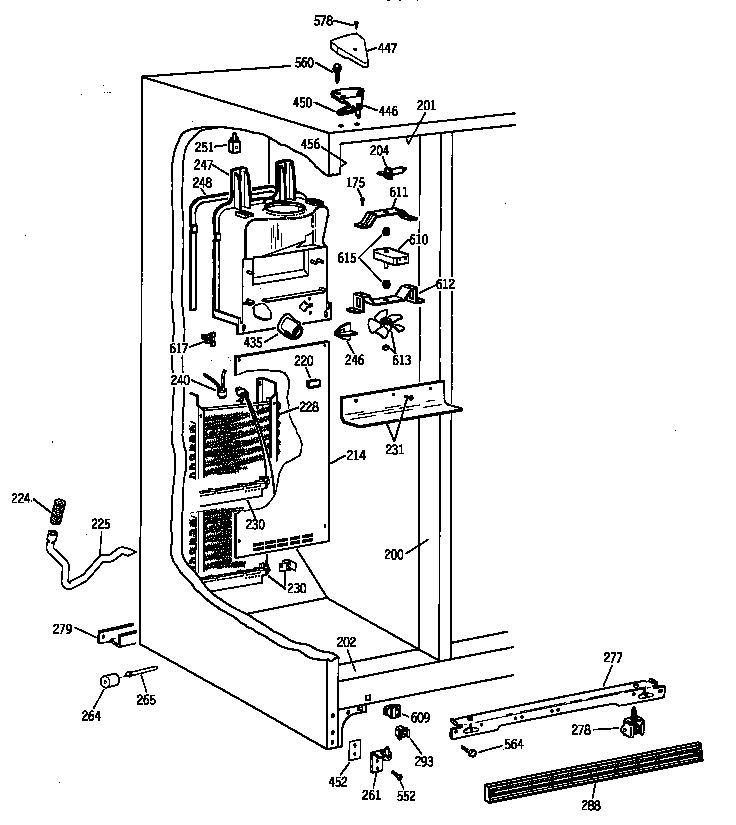GE TFX20SABAAA freezer section diagram