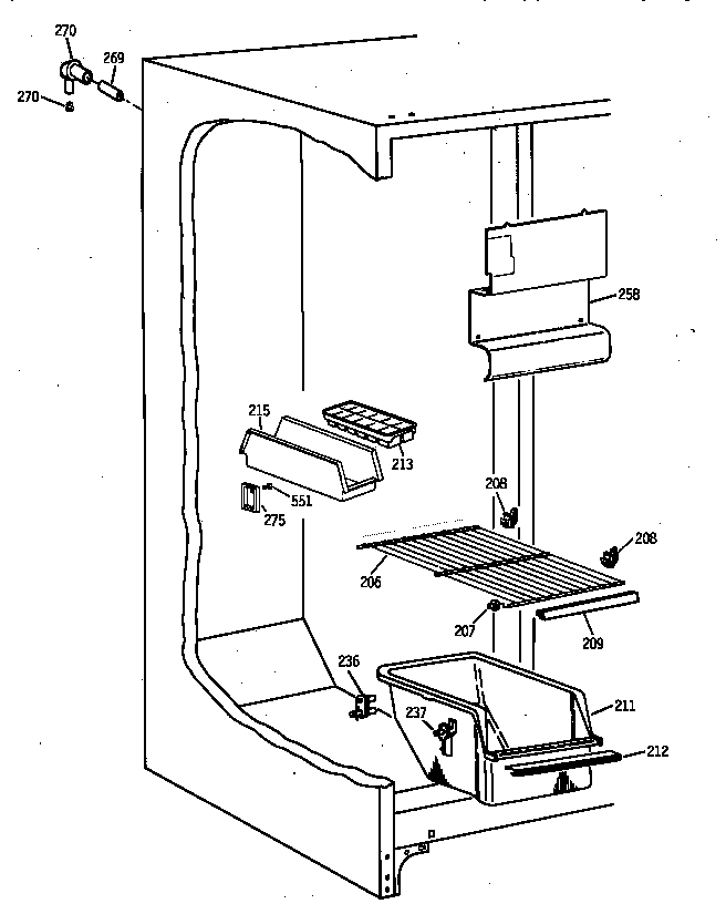 GE TFX20SABAAA freezer section diagram