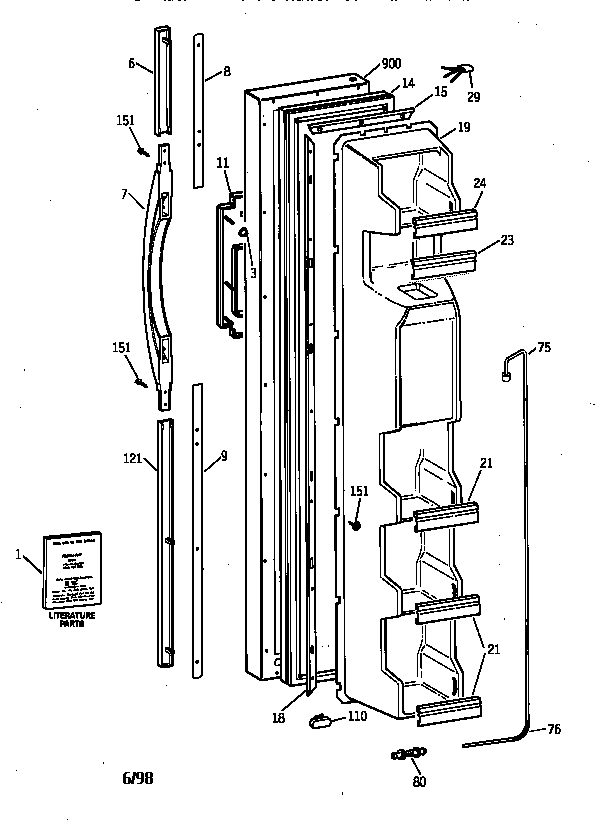 GE TFX22ARBAAA freezer door diagram