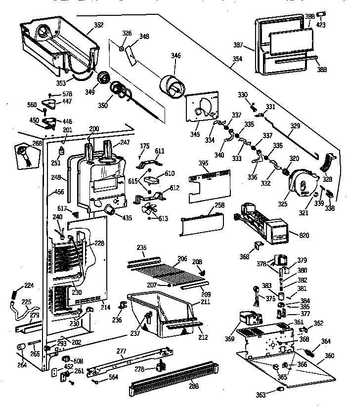 GE TFX22ARBAAA freezer section diagram