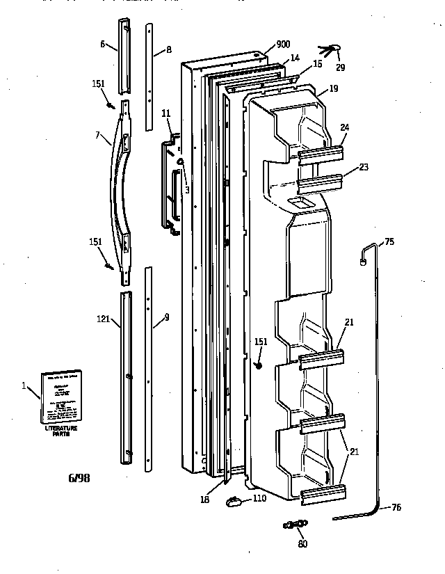 GE TFX22ARBAWW freezer door diagram