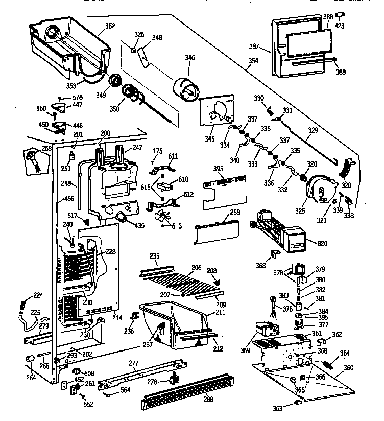 GE TFX22ARBAWW freezer section diagram